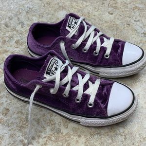 Low Top Converse - Purple Velvet Material - Size 1
